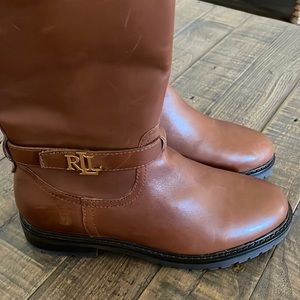 Ralph Lauren Everly Polo Tan Leather Riding Boots,size 7.5 B